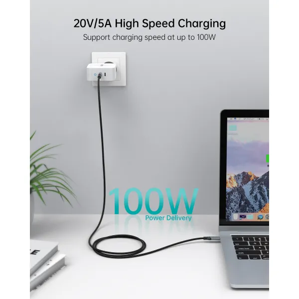 Кабель Type-C - Type-C, PD 100W, 1,8 м серый Choetech (XCC-1002) - Фото 6