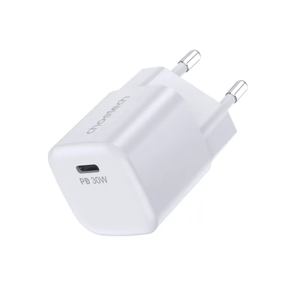 Устройство зарядное сетевое 1хType-C GAN PD30W белое Choetech (PD5007-EU-WH) - Фото 3