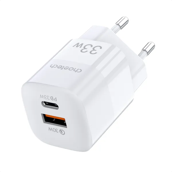 Устройство зарядное сетевое 1xUSB-A, 1хType-C GAN 33W белое Choetech (PD5006-EU-WH) - Фото 6