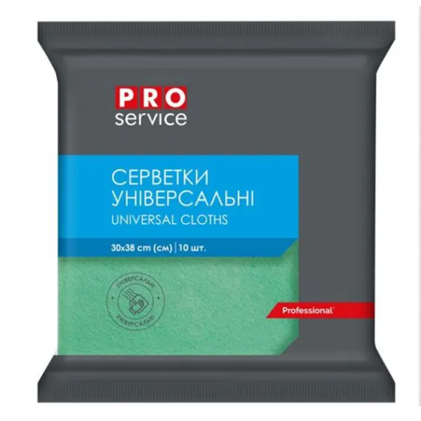 Серветки віскозні 30х38 см, 10 шт, зелені, PRO service (19100208_4823071658590) - Фото 3