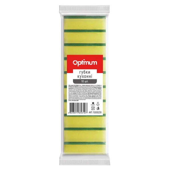Губка кухонная 10 шт, 98х65х30 мм, Optimum PRO service (15300230_4823071656107) - Фото 5