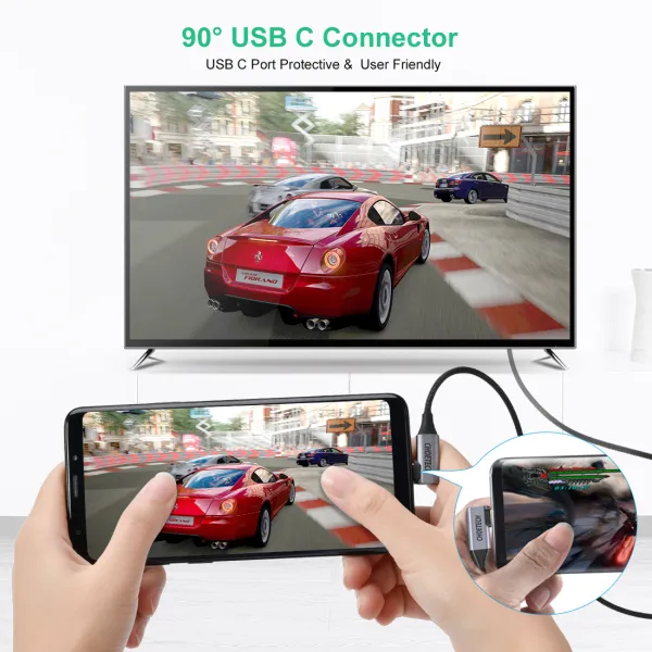 Кабель Type-C - HDMI, L-форма, 1,8 м черный Choetech (XCH-1803) - Фото 2