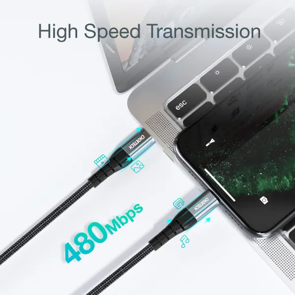 Кабель Type-C - Lightning 1,2 м черный Choetech (IP0039-BK) - Фото 3