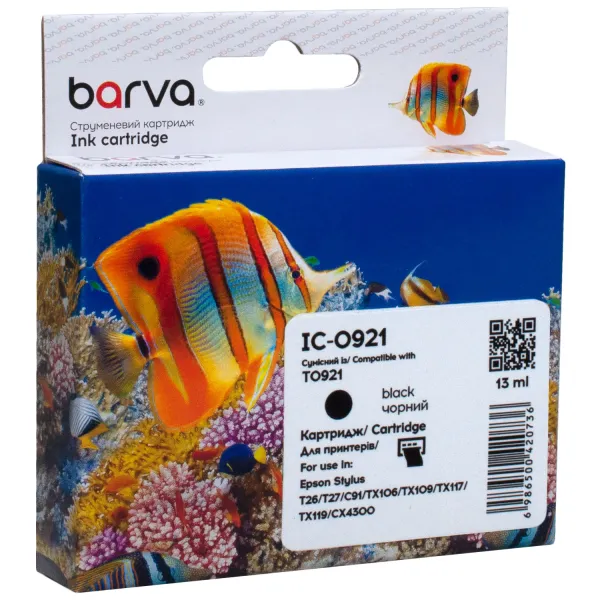 Картридж сумісний Epson T0921/T1081 (C13T10814A10) 260 арк, чорний Barva (IC-0921)