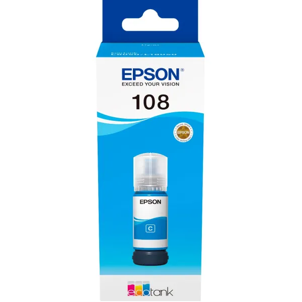 Чернила 108 голубые, 70 мл Epson (C13T09C24A) - Фото 1