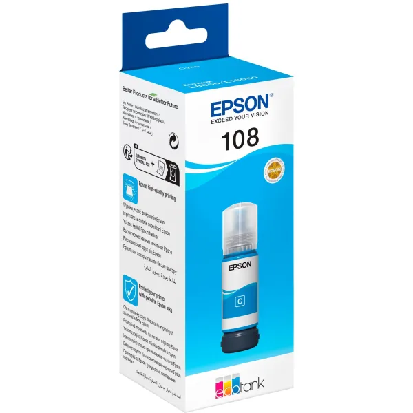 Чернила 108 голубые, 70 мл Epson (C13T09C24A) - Фото 2