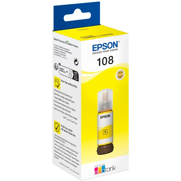 Чернила 108 желтые, 70 мл Epson (C13T09C44A) - Фото 1