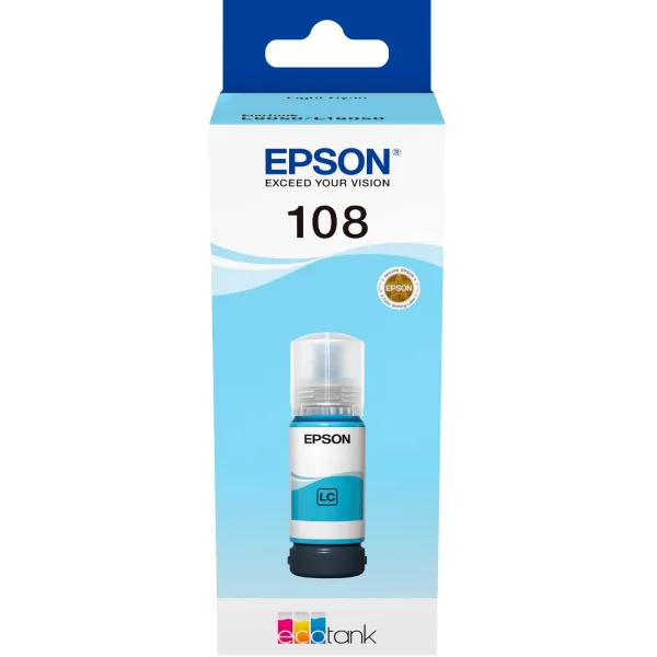 Чернила 108 светло-голубые, 70 мл Epson (C13T09C54A) - Фото 5