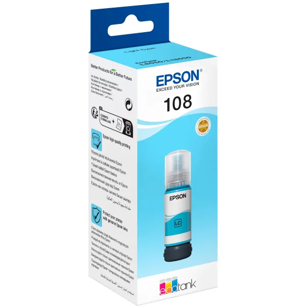 Чернила 108 светло-голубые, 70 мл Epson (C13T09C54A) - Фото 1