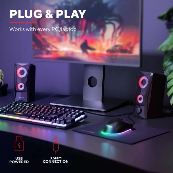 Система акустична GXT 606 Javv 2.0, USB, AUX, RGB, чорна Trust (25108_TRUST) - Фото 8