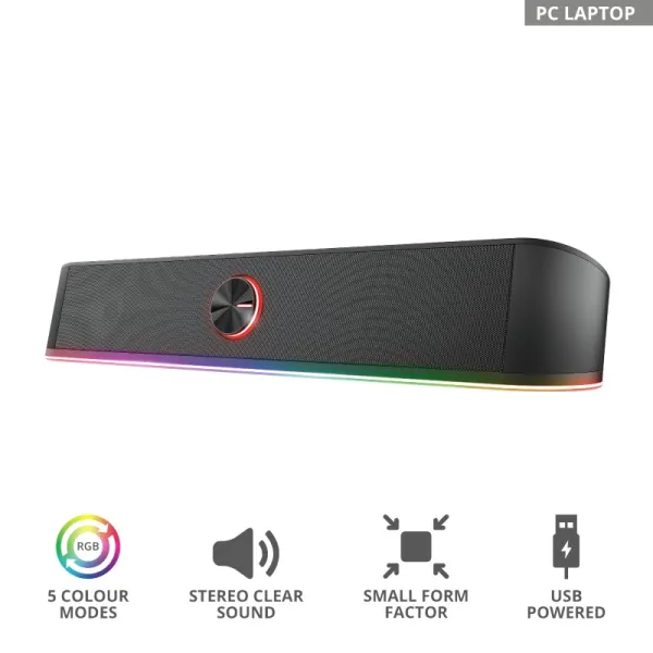 Система акустическая GXT 619 Thorne Саундбар, USB, AUX,  RGB, чёрная Trust (24007_TRUST) - Фото 4