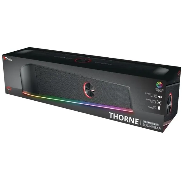 Система акустическая GXT 619 Thorne Саундбар, USB, AUX,  RGB, чёрная Trust (24007_TRUST) - Фото 5