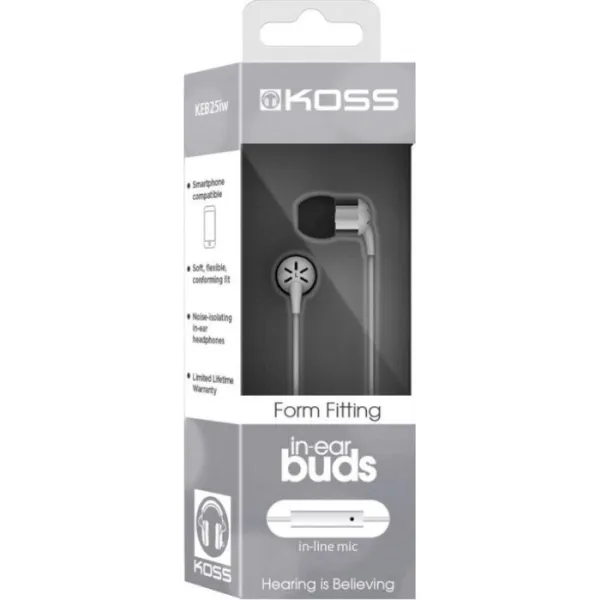 Навушники In-Ear  KEB25iW, 3.5 mini-jack, Mic білі Koss (189650.101) - Фото 2