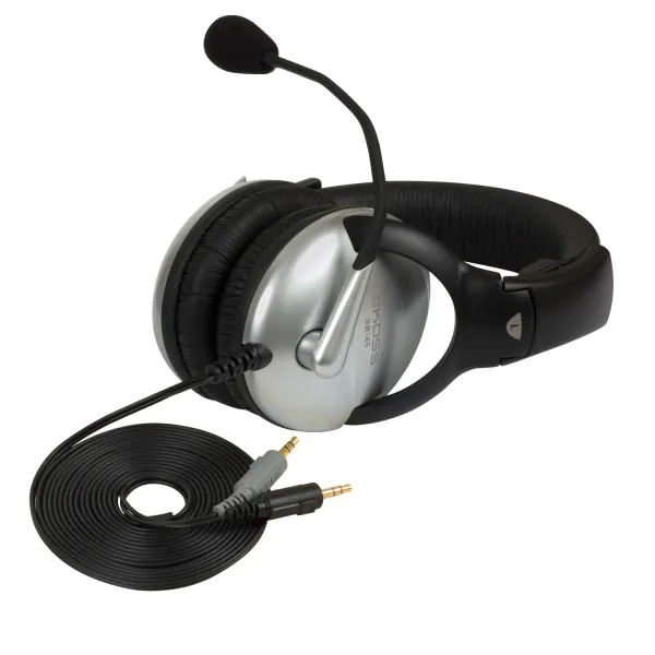 Гарнитура компьютерная стерео Over-Ear  SB45, 2x3.5мм, Uni Mic, 2.4м, серебристая Koss (195679.101) - Фото 1