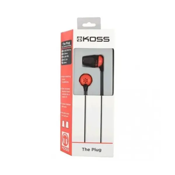 Наушники In-Ear   The Plug Noise Isolating, 3.5 mini-jack, красные Koss (196768.101) - Фото 1