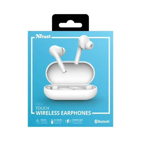 Наушники Nika Touch True Wireless Mic белые Trust (23705) - Фото 4