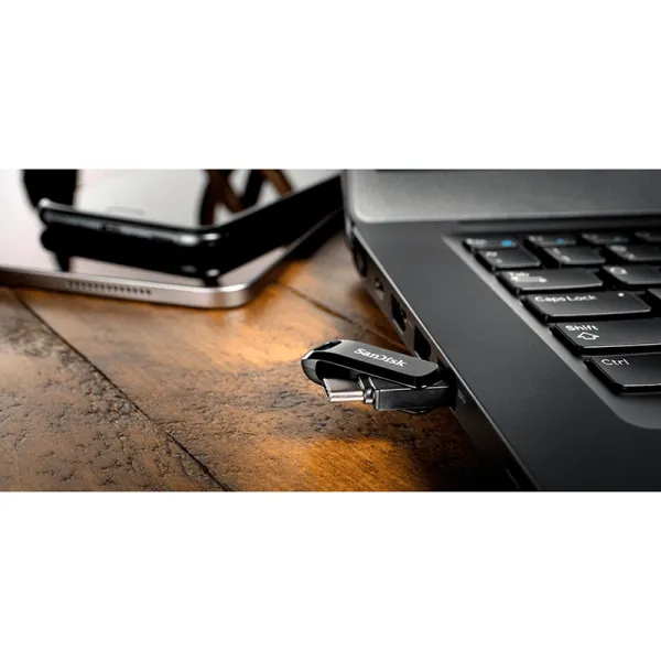 Накопитель USB 3.1 Type-A + Type-C 64GB Ultra Dual Drive Go черный SanDisk (SDDDC3-064G-G46) - Фото 4