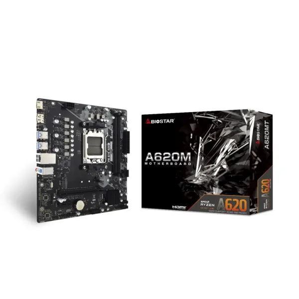 Материнcкая плата A620MT sAM5 A620 2xDDR5 M.2 HMDI DP mATX Biostar (A620MT) - Фото 1