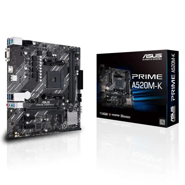 Материнcкая плата PRIME A520M-K sAM4 A520 2xDDR4 HDMI D-Sub mATX ASUS (90MB1500-M0EAY0) - Фото 1