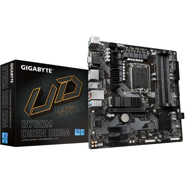 Материнcкая плата B760M_DS3H_DDR4 s1700 B760 2xDDR4 HDMI DP mATX Gigabyte (B760M_DS3H_DDR4) - Фото 1