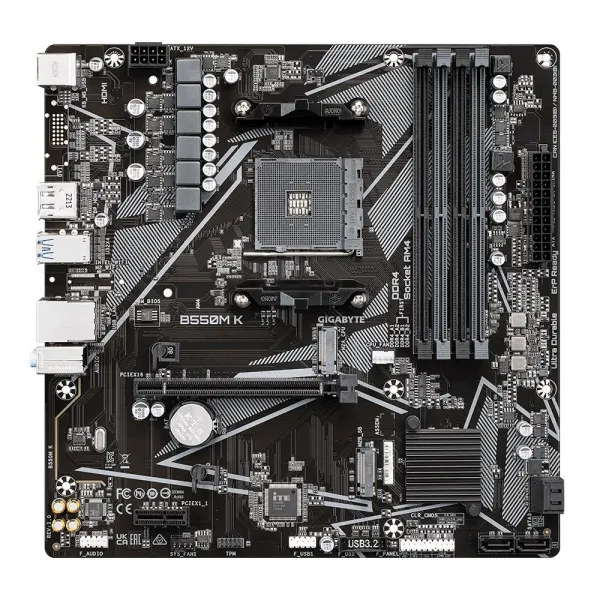 Материнcкая плата B550M_K sAM4 B550 4xDDR4 M.2 HDMI DP mATX Gigabyte (B550M_K) - Фото 4