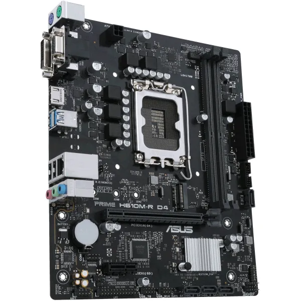 Материнcкая плата PRIME H610M-R D4-SI s1700 H610 2xDDR4 M.2 HDMI D-Sub DVI mATX White BOX WITH ACCESSORY ASUS (90MB1B40-M0ECY0) - Фото 2