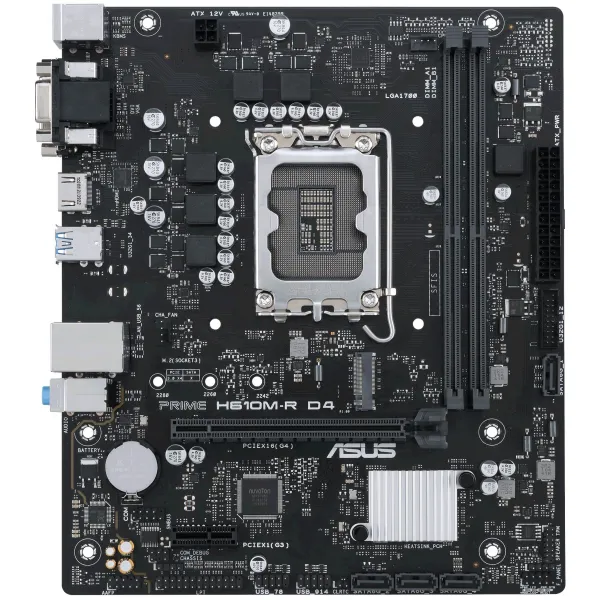 Материнcкая плата PRIME H610M-R D4-SI s1700 H610 2xDDR4 M.2 HDMI D-Sub DVI mATX White BOX WITH ACCESSORY ASUS (90MB1B40-M0ECY0) - Фото 5
