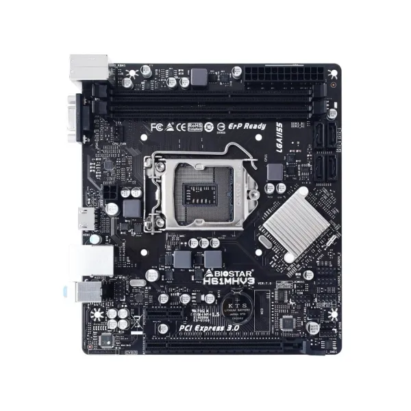 Материнcкая плата H61MHV3 s1155 H61 2xDDR4 HDMI D-Sub mATX Biostar (H61MHV3)