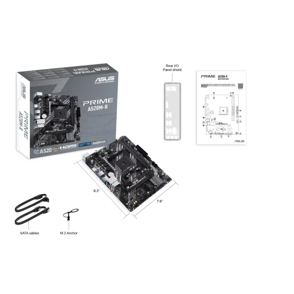 Материнcкая плата PRIME A520M-R sAM4 A520 2xDDR4 M.2 HDMI mATX ASUS (90MB1H60-M0EAY0) - Фото 1