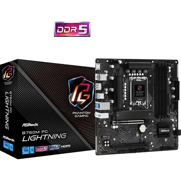 Материнcкая плата  B760M PG LIGHTNING s1700 B760 4xDDR5 M.2 HDMI DP mATX ASRock (B760M_PG_LIGHTNING) - Фото 4