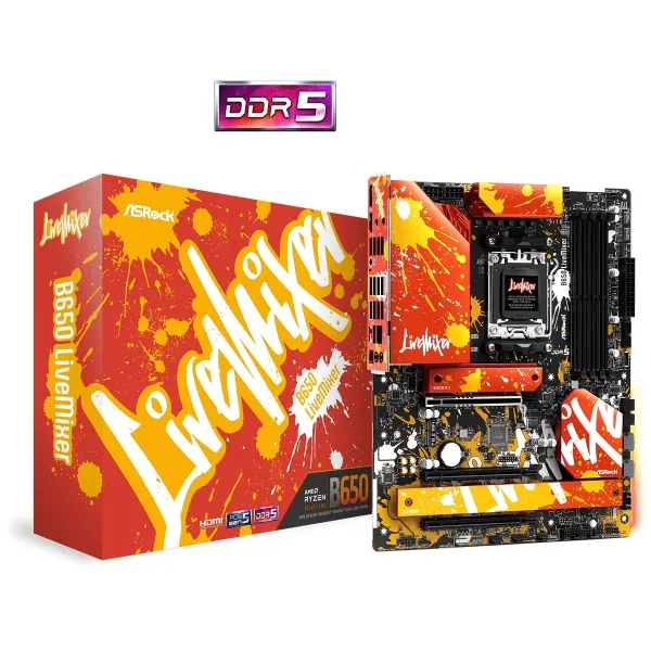 Материнська плата B650 LIVEMIXER sAM5 B650 4xDDR5 M.2 HDMI DP Wi-Fi BT ATX ASRock (B650_LIVEMIXER) - Фото 6