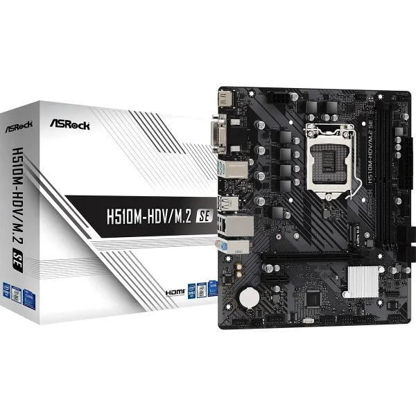 Материнcкая плата H510M-HDV/M.2 SE s1200 H510 2xDDR4 M.2 HDMI DVI mATX ASRock (H510M-HDV/M.2_SE) - Фото 2