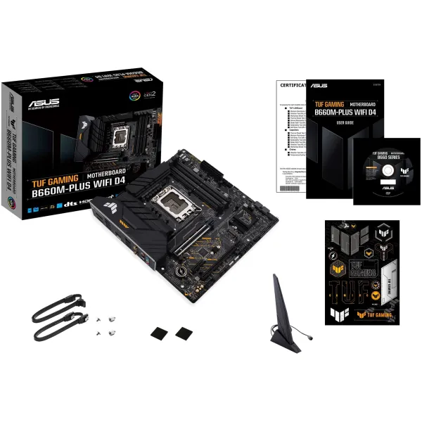 Материнcкая плата TUF GAMING B660M-PLUS WIFI D4 s1700 B660 4xDDR4 M.2 HDMI DP Wi-Fi BT mATX ASUS (90MB1930-M1EAY0) - Фото 1