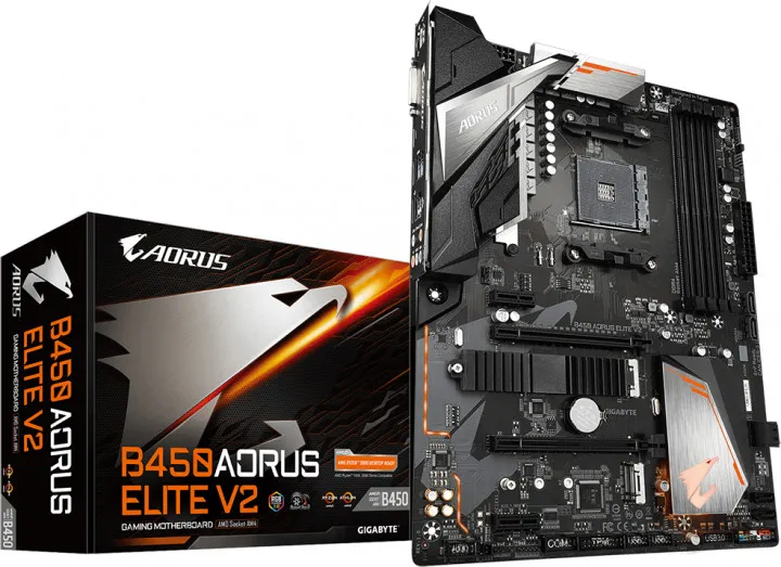 Материнська плата B450 AORUS ELITE V2 sAM4 B450 4xDDR4 M.2 HDMI D-Sub ATX Gigabyte (B450_AORUS_ELITE_V2) - Фото 1