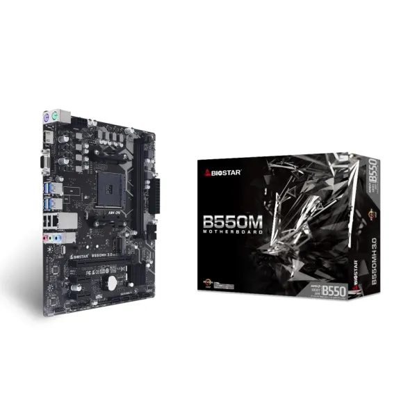 Материнська плата B550MH 3.0 sAM4 B550M 2xDDR4 M.2 HDMI mATX Biostar (B550MH_3.0) - Фото 1