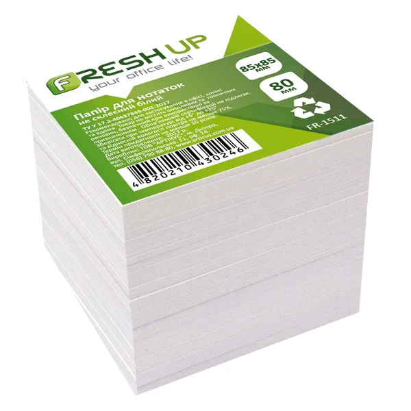 Блок паперу для нотаток 85х85мм 800л не клеєний, білий Fresh Up (FR-1511) - Фото 4