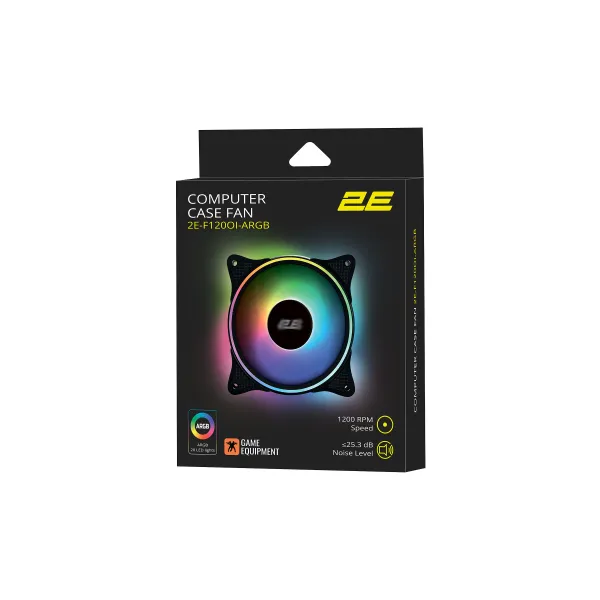 Кулер для корпусу F120OI-ARGB 120мм чорний 2E GAMING (2E-F120OI-ARGB) - Фото 2
