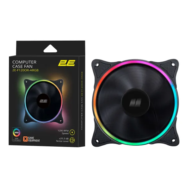 Кулер для корпусу F120OR-ARGB 120мм чорний 2E GAMING (2E-F120OR-ARGB) - Фото 2