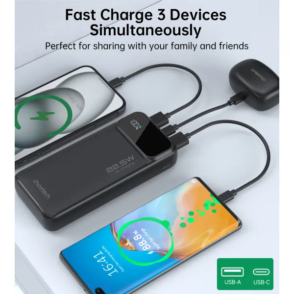Акумулятор зовнішній Power Bank 20000mAh 22,5W Fast charging з LED дисплеєм Choetech (B729) - Фото 8