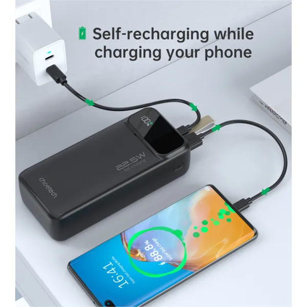 Акумулятор зовнішній Power Bank 30000mAh 22,5W Fast charging з LED дисплеєм Choetech (B730) - Фото 9