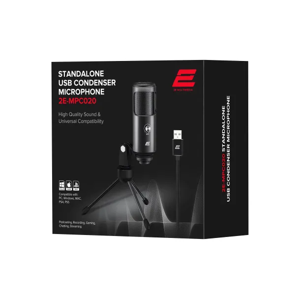 Мікрофон USB для ПК Streaming KIT, чорний 2Е (2E-MPC020) - Фото 5