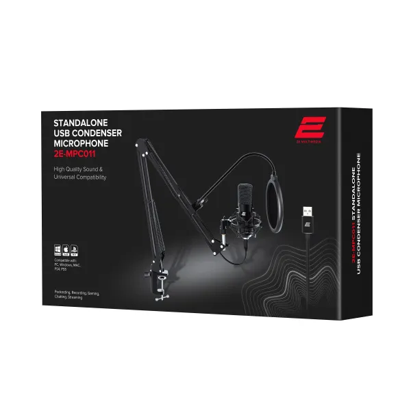 Микрофон USB для ПК с пантографом Streaming KIT, чёрный 2Е (2E-MPC011) - Фото 5