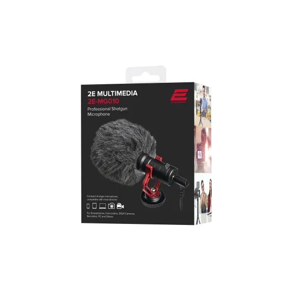 Микрофон пушка 3.5 Mini Jack Shoutgun, чёрный 2Е (2E-MG010) - Фото 2