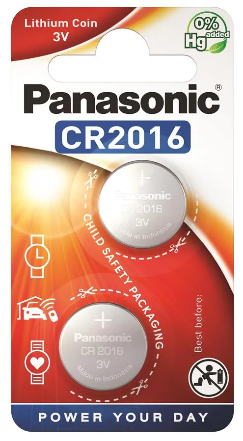Батарейка CR2016 литиевая блистер, 2 шт, Panasonic (CR-2016EL/2B) Батарейка CR2016 литиевая блистер, 2 шт, Panasonic (CR-2016EL/2B)