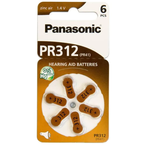 Батарейка PR312(312A, AC312E/EZ, PR312H, PR41, ZA312, DA312) воздушно-цинковая блистер, 6 шт,  Panasonic (PR-312/6LB) - Фото 12