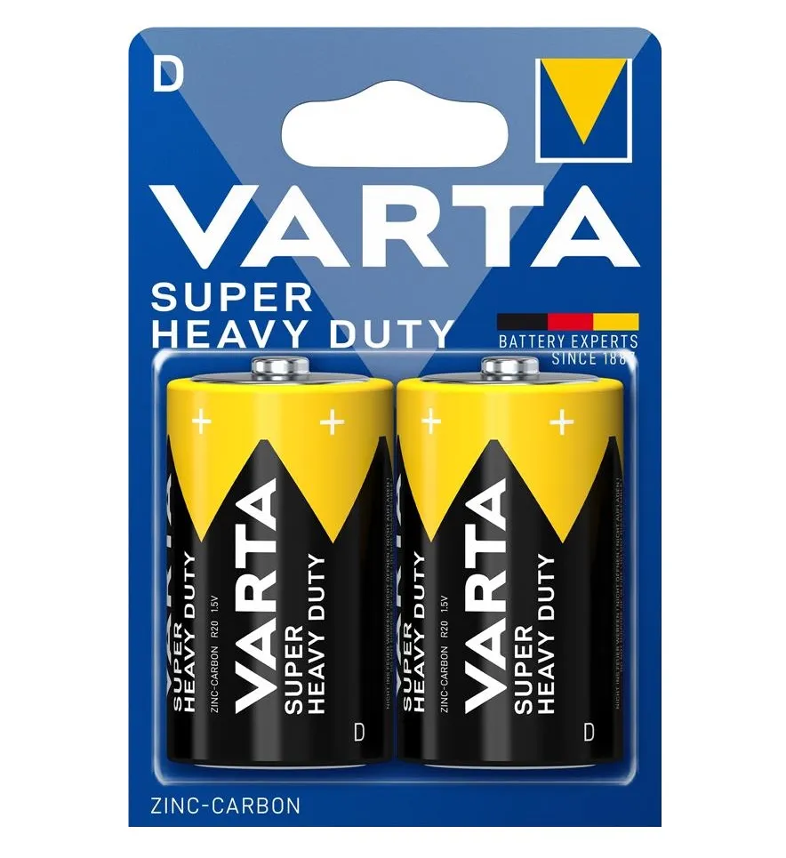 Батарейка D BLI 2 вугільно-цинкова блістер, 2 шт, Super Heavy Duty Varta (02020101412) Батарейка D BLI 2 вугільно-цинкова блістер, 2 шт, Super Heavy Duty Varta (02020101412)