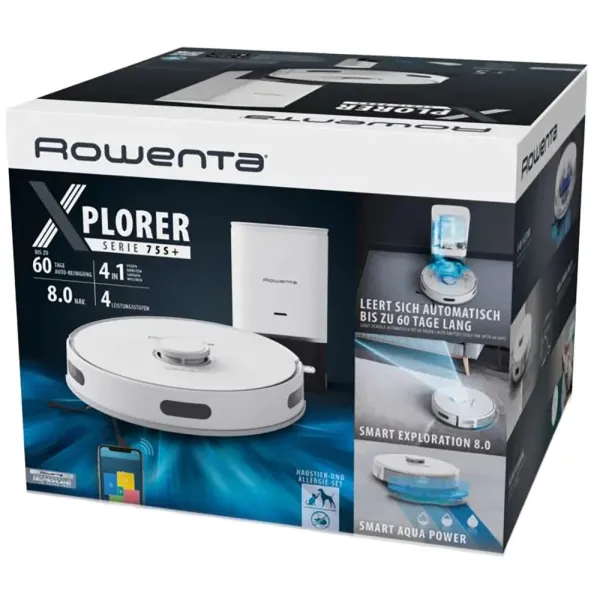 Пылесос робот моющий X-Plorer Serie 75 S+ Rowenta (RR8597WH) - Фото 4