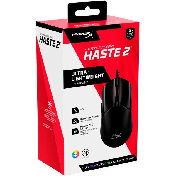 Мышь USB-A RGB Pulsefire Haste 2 чёрная HyperX (6N0A7AA) - Фото 8