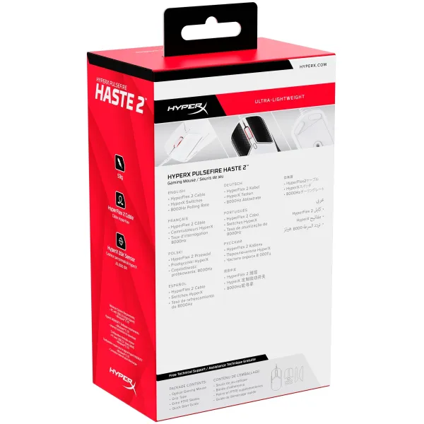 Мышь USB-A RGB Pulsefire Haste 2 белая HyperX (6N0A8AA) - Фото 2