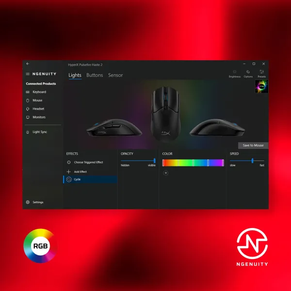 Мышь USB-A RGB Pulsefire Haste 2 белая HyperX (6N0A8AA) - Фото 13